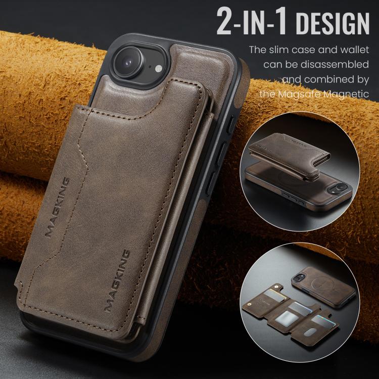 For iPhone 17e / 16e MAGKING K3 Series MagSafe RFID Card Bag Detachable Phone Case