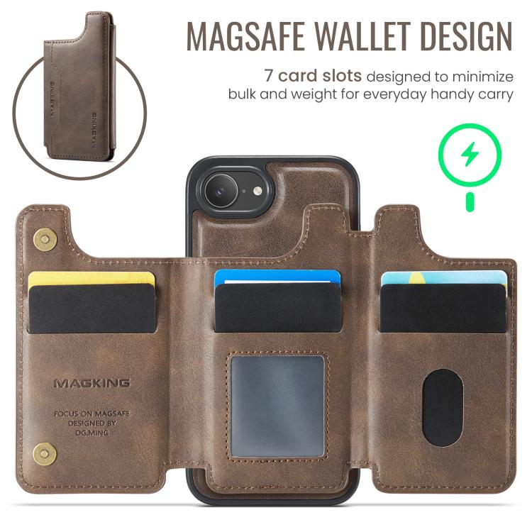 For iPhone 17e / 16e MAGKING K3 Series MagSafe RFID Card Bag Detachable Phone Case