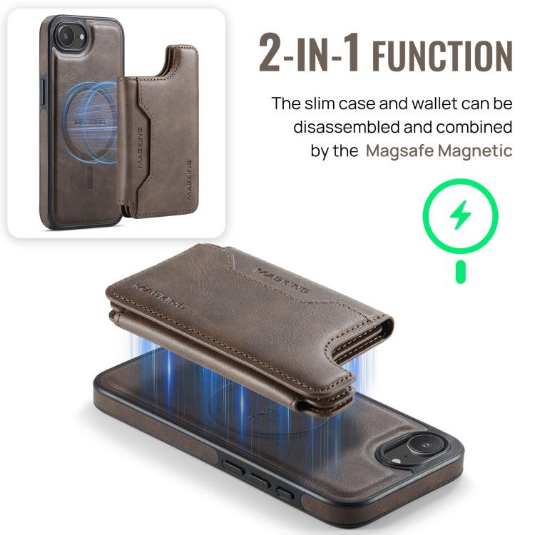 For iPhone 17e / 16e MAGKING K3 Series MagSafe RFID Card Bag Detachable Phone Case