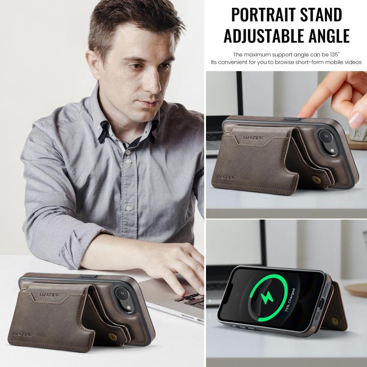 For iPhone 17e / 16e MAGKING K3 Series MagSafe RFID Card Bag Detachable Phone Case