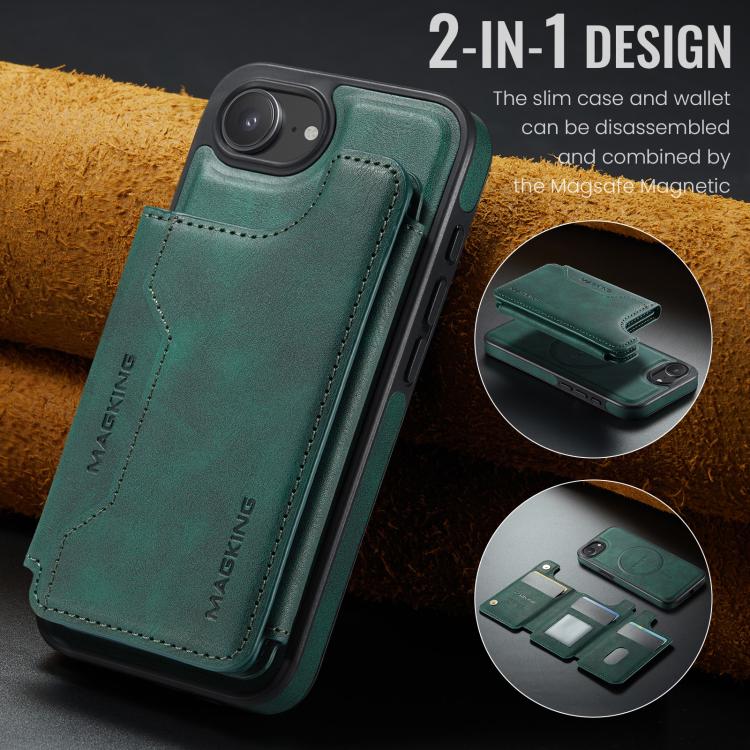 For iPhone 17e / 16e MAGKING K3 Series MagSafe RFID Card Bag Detachable Phone Case