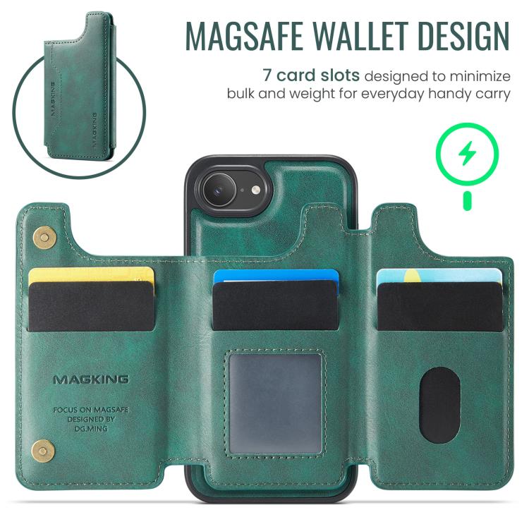 For iPhone 17e / 16e MAGKING K3 Series MagSafe RFID Card Bag Detachable Phone Case