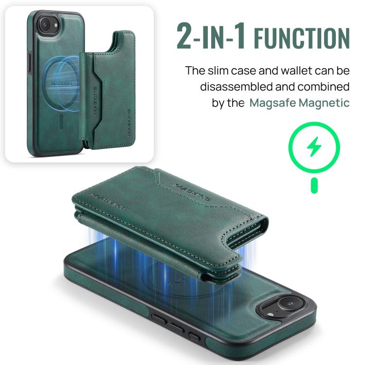 For iPhone 17e / 16e MAGKING K3 Series MagSafe RFID Card Bag Detachable Phone Case