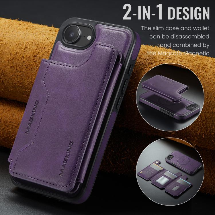 For iPhone 17e / 16e MAGKING K3 Series MagSafe RFID Card Bag Detachable Phone Case