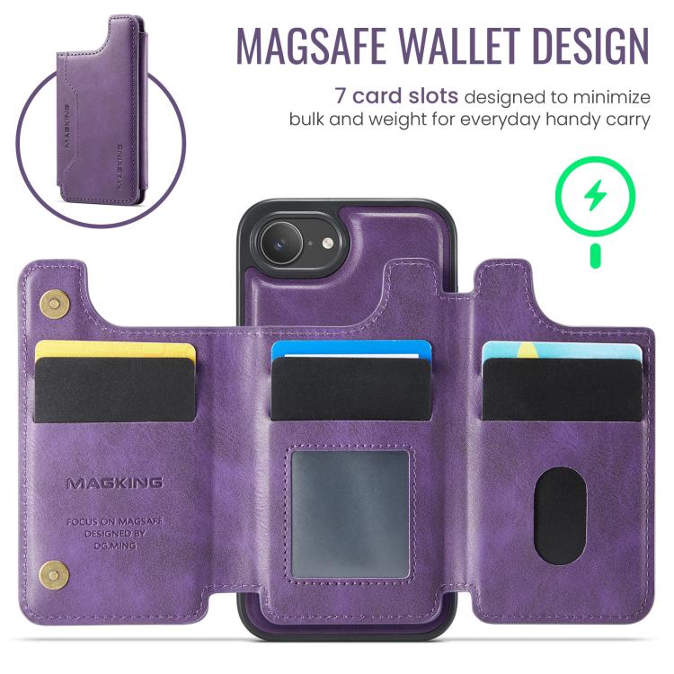 For iPhone 17e / 16e MAGKING K3 Series MagSafe RFID Card Bag Detachable Phone Case