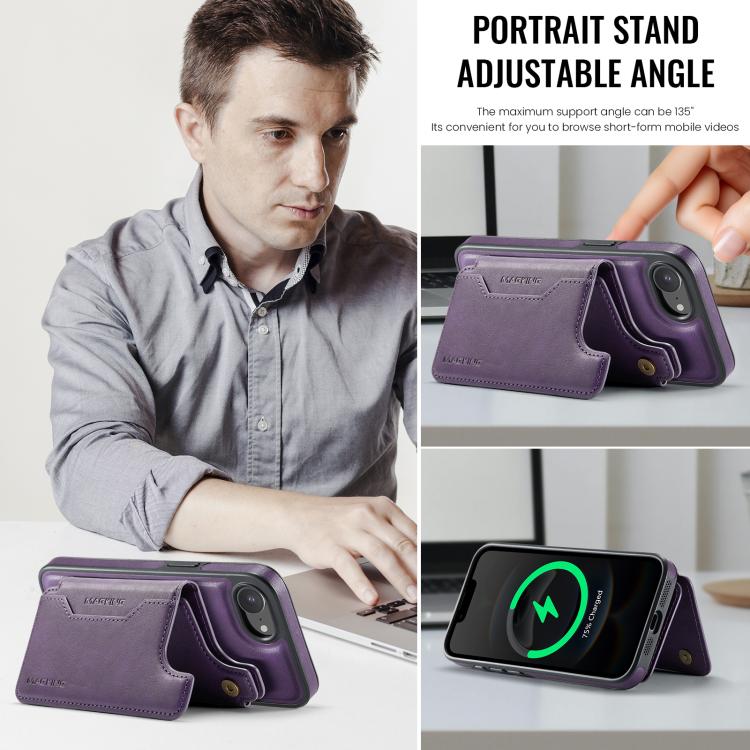 For iPhone 17e / 16e MAGKING K3 Series MagSafe RFID Card Bag Detachable Phone Case
