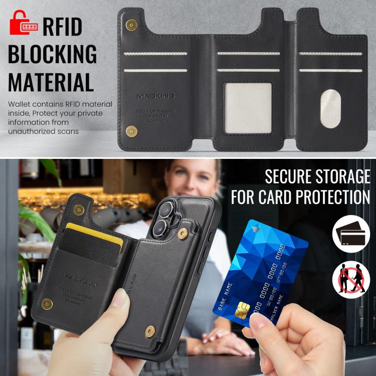For iPhone 17 MAGKING K3 Series MagSafe RFID Card Bag Detachable Phone Case