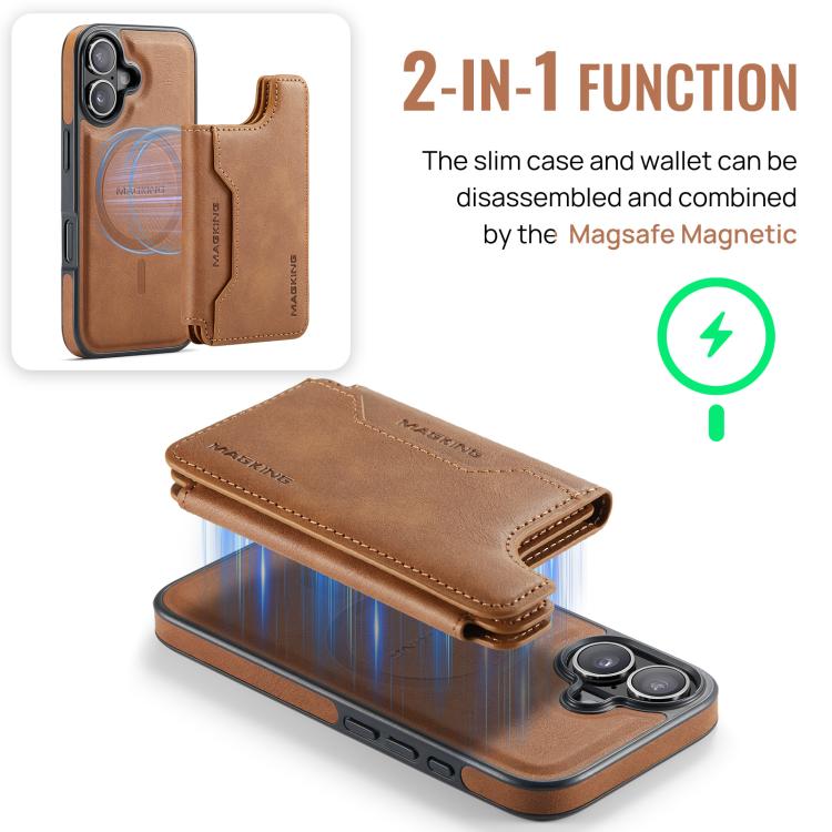 For iPhone 17 MAGKING K3 Series MagSafe RFID Card Bag Detachable Phone Case