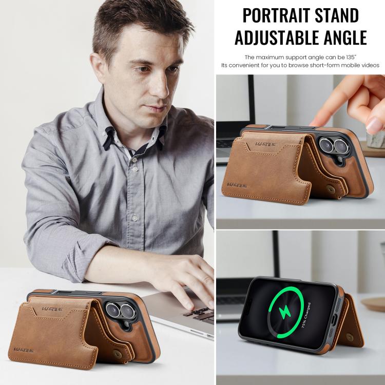 For iPhone 17 MAGKING K3 Series MagSafe RFID Card Bag Detachable Phone Case