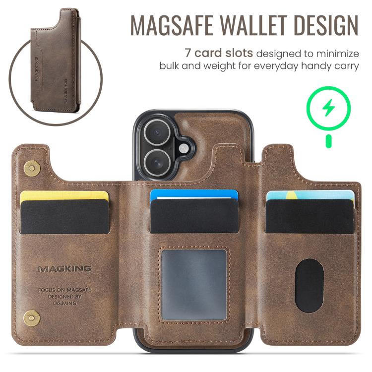 For iPhone 17 MAGKING K3 Series MagSafe RFID Card Bag Detachable Phone Case