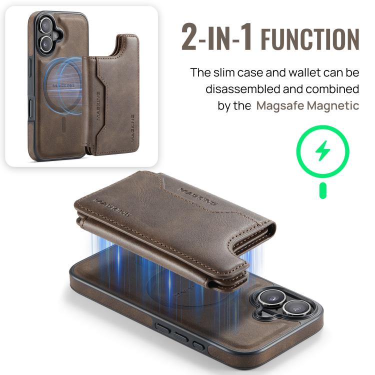 For iPhone 17 MAGKING K3 Series MagSafe RFID Card Bag Detachable Phone Case