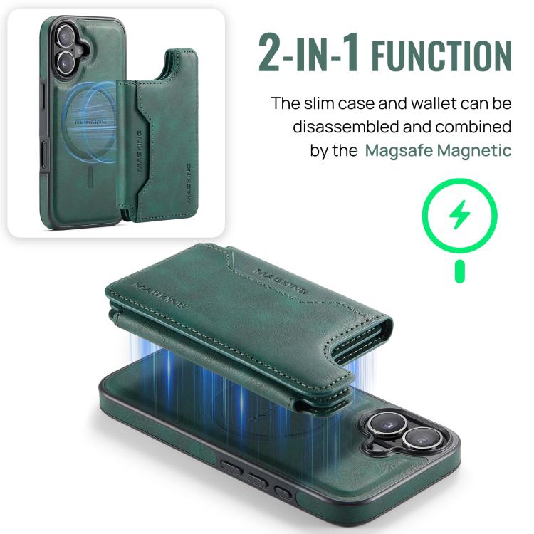 For iPhone 17 MAGKING K3 Series MagSafe RFID Card Bag Detachable Phone Case