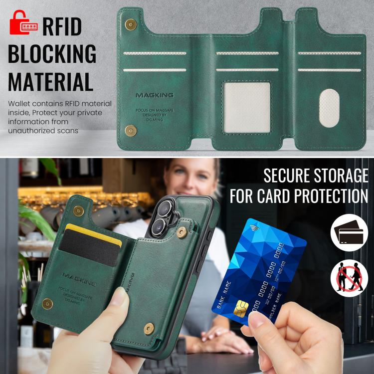 For iPhone 17 MAGKING K3 Series MagSafe RFID Card Bag Detachable Phone Case