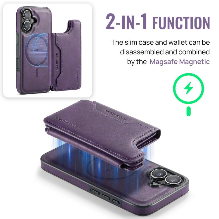 For iPhone 17 MAGKING K3 Series MagSafe RFID Card Bag Detachable Phone Case
