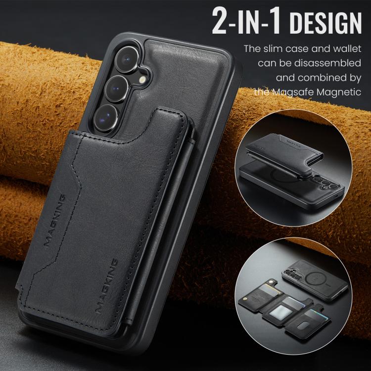 For Samsung Galaxy S25+ 5G MAGKING K3 Series MagSafe RFID Card Bag Detachable Phone Case
