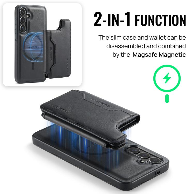 For Samsung Galaxy S25+ 5G MAGKING K3 Series MagSafe RFID Card Bag Detachable Phone Case
