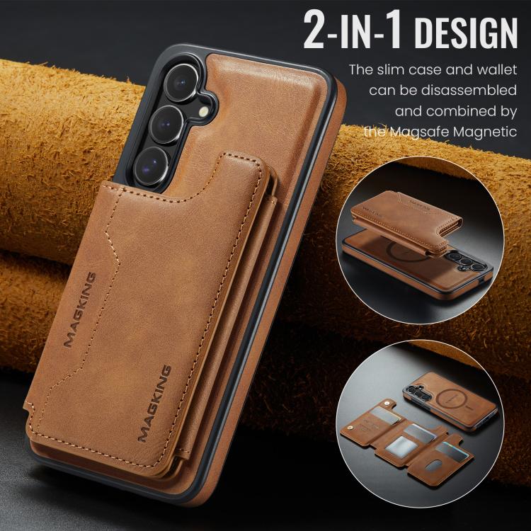 For Samsung Galaxy S25+ 5G MAGKING K3 Series MagSafe RFID Card Bag Detachable Phone Case