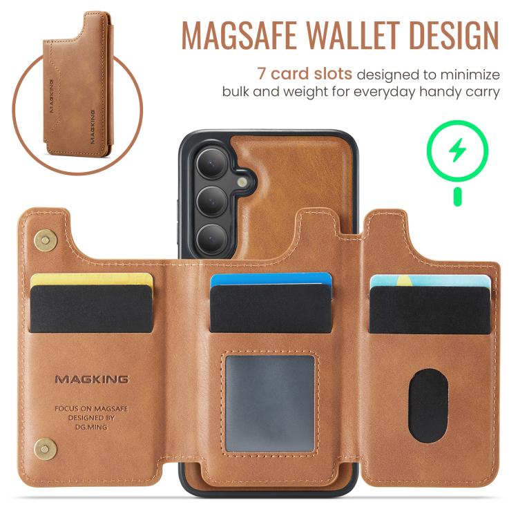 For Samsung Galaxy S25+ 5G MAGKING K3 Series MagSafe RFID Card Bag Detachable Phone Case
