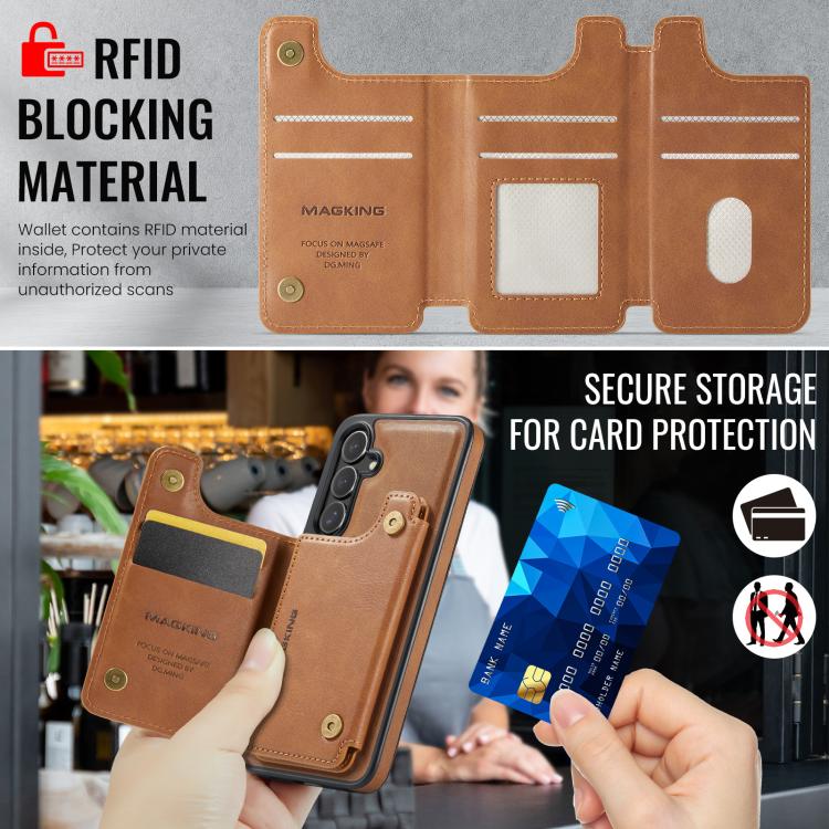 For Samsung Galaxy S25+ 5G MAGKING K3 Series MagSafe RFID Card Bag Detachable Phone Case