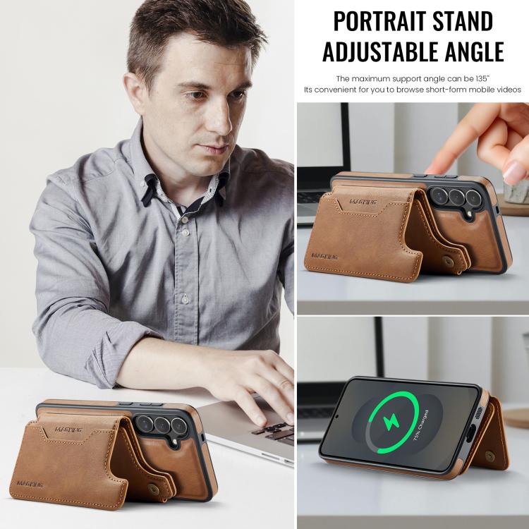 For Samsung Galaxy S25+ 5G MAGKING K3 Series MagSafe RFID Card Bag Detachable Phone Case