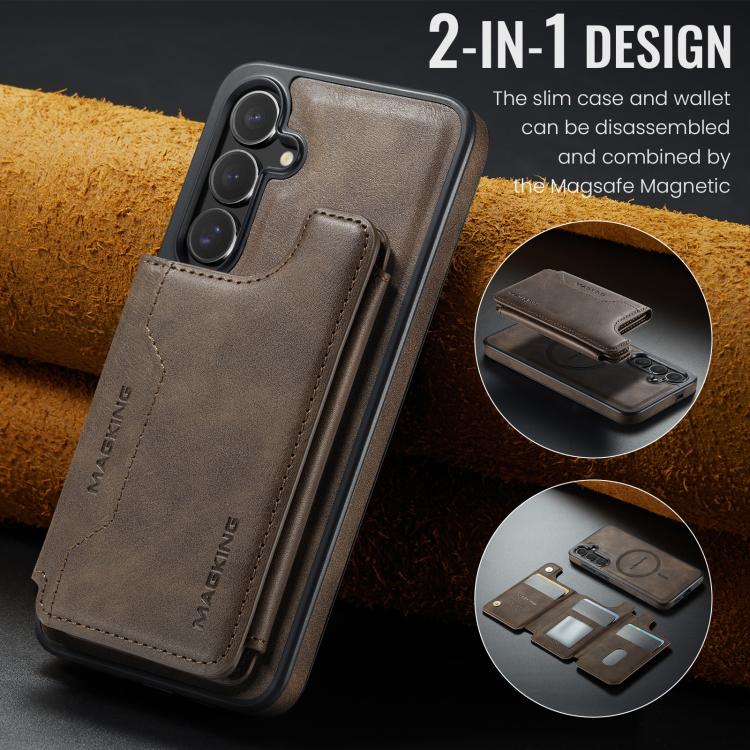 For Samsung Galaxy S25+ 5G MAGKING K3 Series MagSafe RFID Card Bag Detachable Phone Case