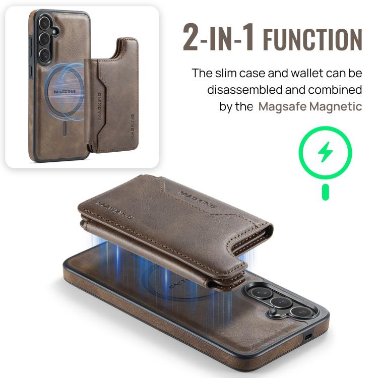 For Samsung Galaxy S25+ 5G MAGKING K3 Series MagSafe RFID Card Bag Detachable Phone Case