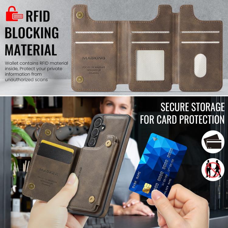 For Samsung Galaxy S25+ 5G MAGKING K3 Series MagSafe RFID Card Bag Detachable Phone Case