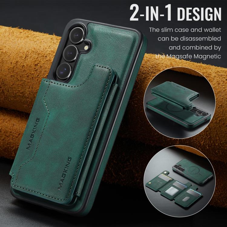 For Samsung Galaxy S25+ 5G MAGKING K3 Series MagSafe RFID Card Bag Detachable Phone Case