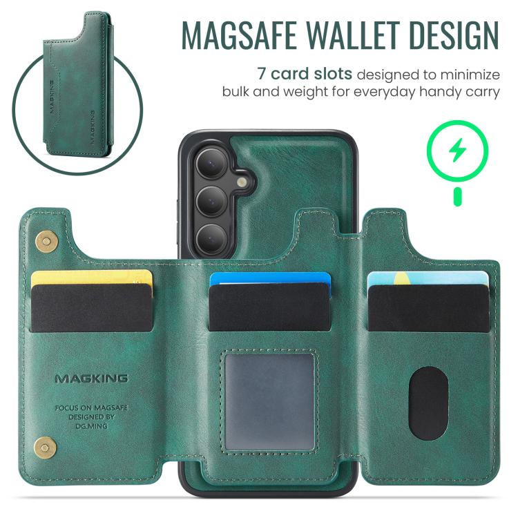 For Samsung Galaxy S25+ 5G MAGKING K3 Series MagSafe RFID Card Bag Detachable Phone Case
