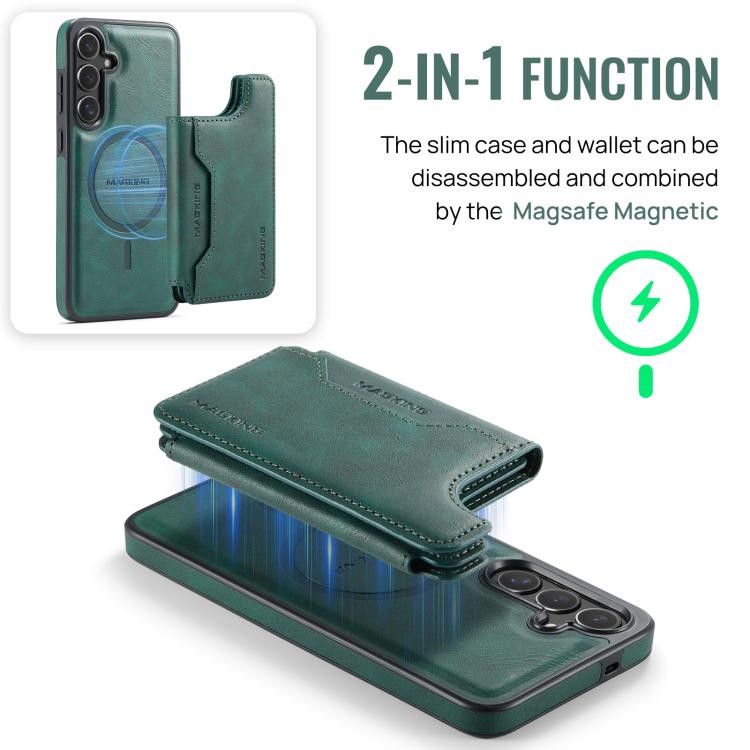 For Samsung Galaxy S25+ 5G MAGKING K3 Series MagSafe RFID Card Bag Detachable Phone Case
