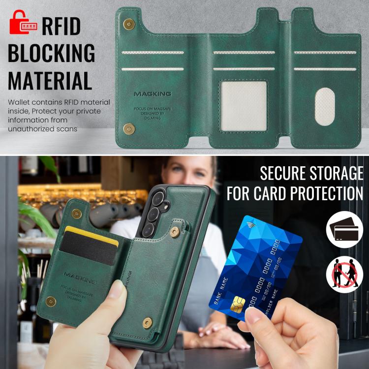 For Samsung Galaxy S25+ 5G MAGKING K3 Series MagSafe RFID Card Bag Detachable Phone Case