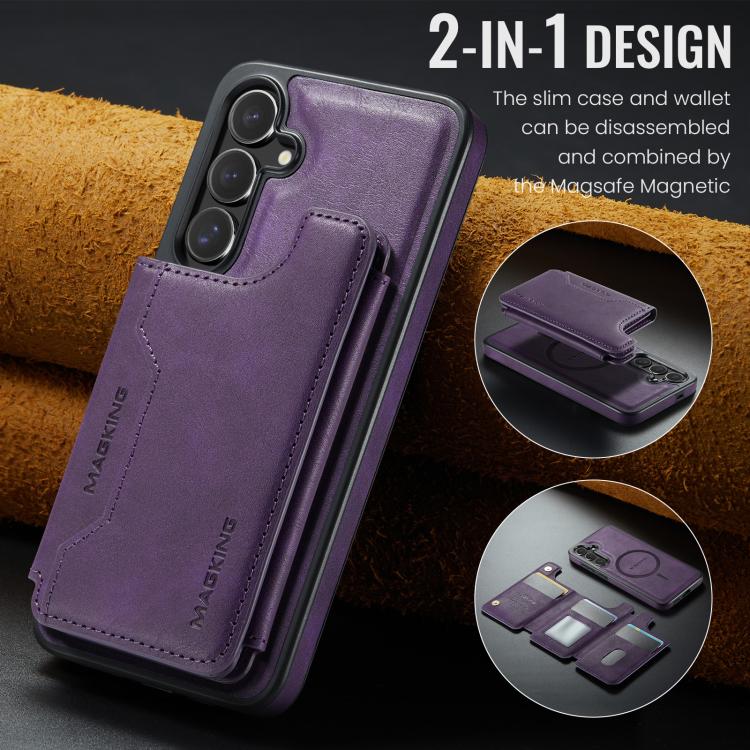 For Samsung Galaxy S25+ 5G MAGKING K3 Series MagSafe RFID Card Bag Detachable Phone Case