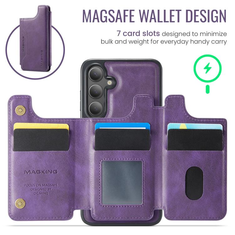 For Samsung Galaxy S25+ 5G MAGKING K3 Series MagSafe RFID Card Bag Detachable Phone Case