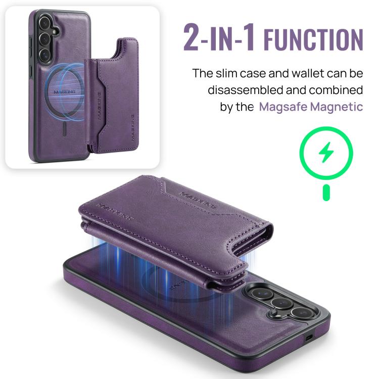 For Samsung Galaxy S25+ 5G MAGKING K3 Series MagSafe RFID Card Bag Detachable Phone Case