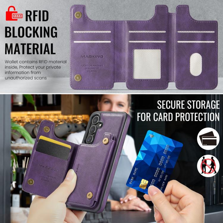 For Samsung Galaxy S25+ 5G MAGKING K3 Series MagSafe RFID Card Bag Detachable Phone Case