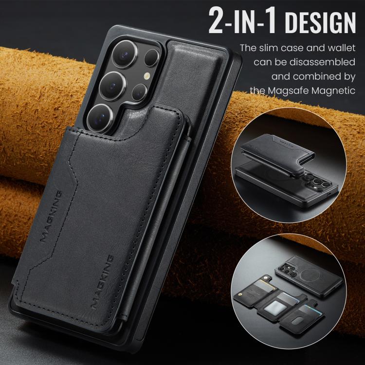 For Samsung Galaxy S25 Ultra 5G MAGKING K3 Series MagSafe RFID Card Bag Detachable Phone Case
