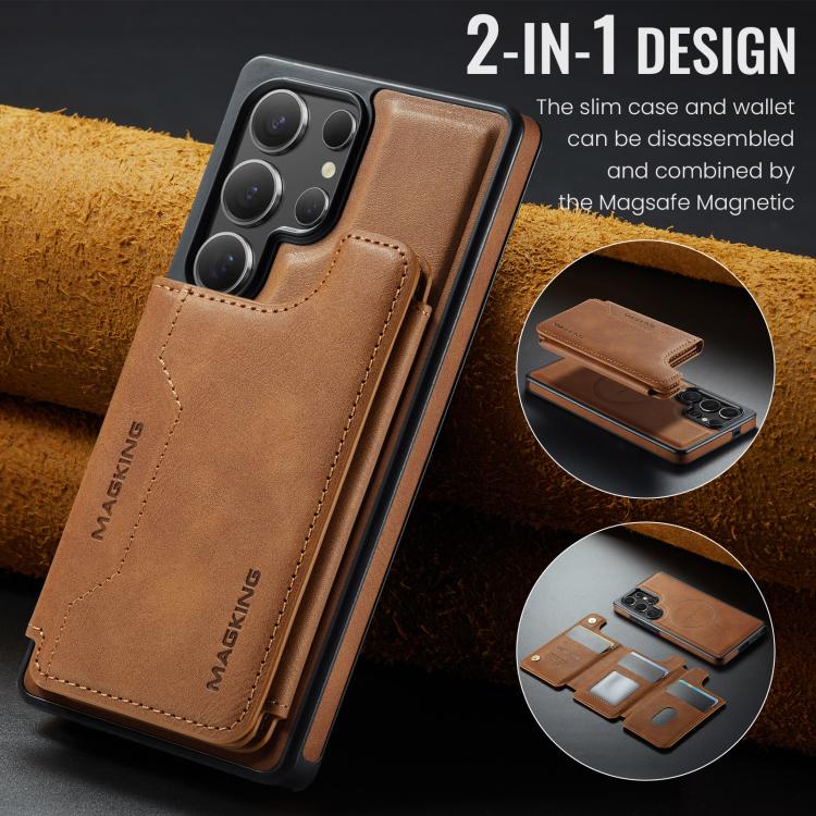 For Samsung Galaxy S25 Ultra 5G MAGKING K3 Series MagSafe RFID Card Bag Detachable Phone Case