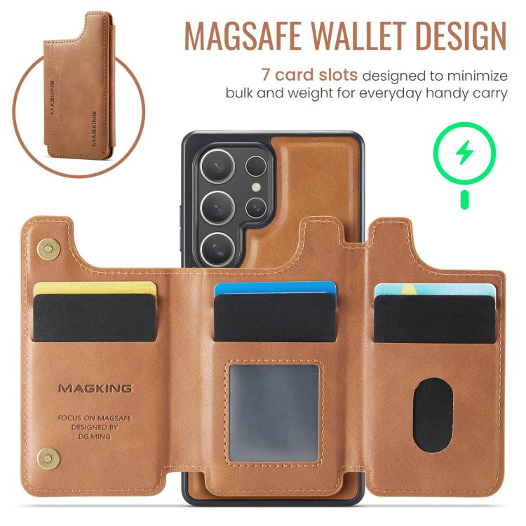 For Samsung Galaxy S25 Ultra 5G MAGKING K3 Series MagSafe RFID Card Bag Detachable Phone Case