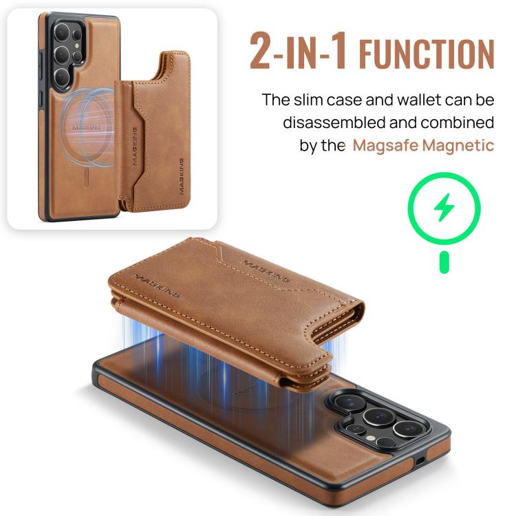 For Samsung Galaxy S25 Ultra 5G MAGKING K3 Series MagSafe RFID Card Bag Detachable Phone Case