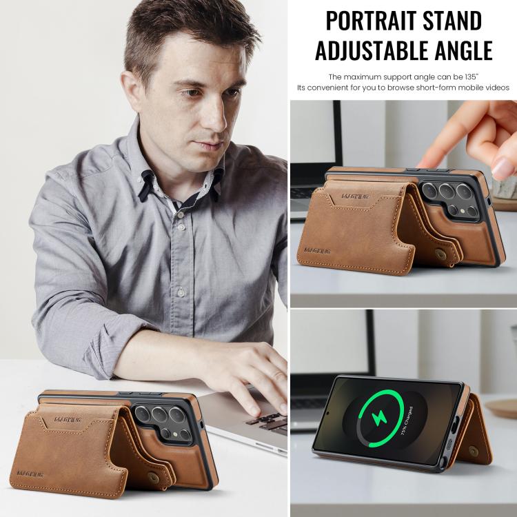 For Samsung Galaxy S25 Ultra 5G MAGKING K3 Series MagSafe RFID Card Bag Detachable Phone Case