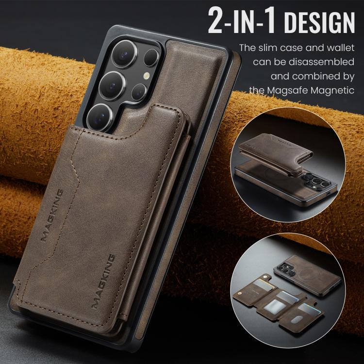 For Samsung Galaxy S25 Ultra 5G MAGKING K3 Series MagSafe RFID Card Bag Detachable Phone Case