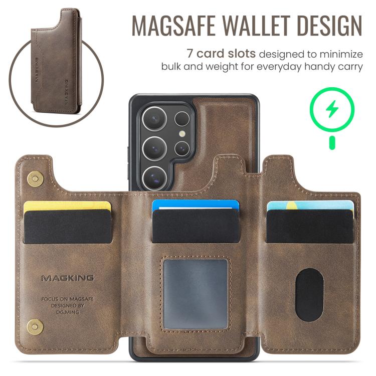 For Samsung Galaxy S25 Ultra 5G MAGKING K3 Series MagSafe RFID Card Bag Detachable Phone Case