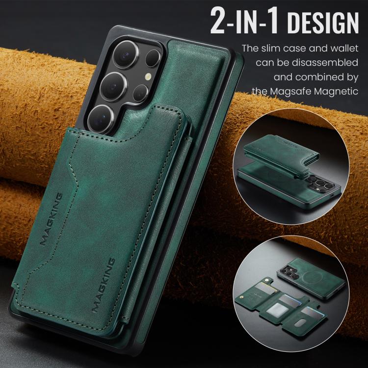 For Samsung Galaxy S25 Ultra 5G MAGKING K3 Series MagSafe RFID Card Bag Detachable Phone Case