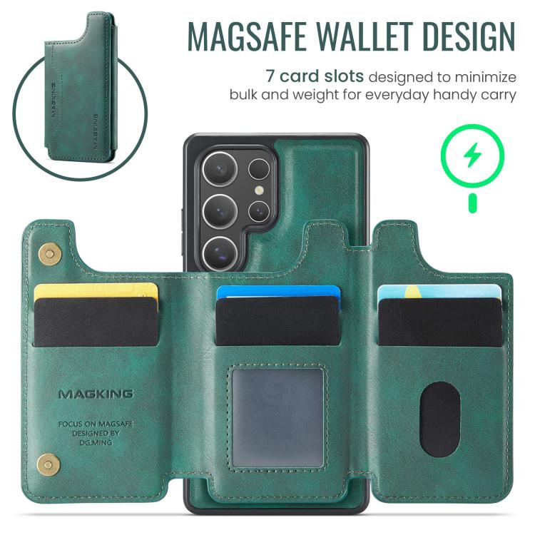 For Samsung Galaxy S25 Ultra 5G MAGKING K3 Series MagSafe RFID Card Bag Detachable Phone Case
