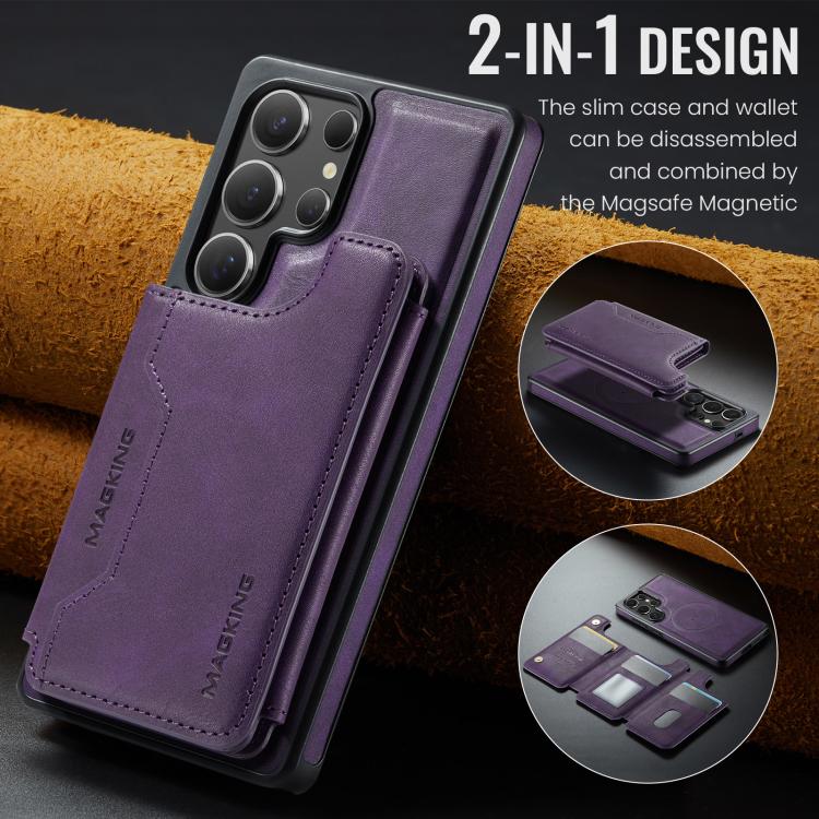 For Samsung Galaxy S25 Ultra 5G MAGKING K3 Series MagSafe RFID Card Bag Detachable Phone Case