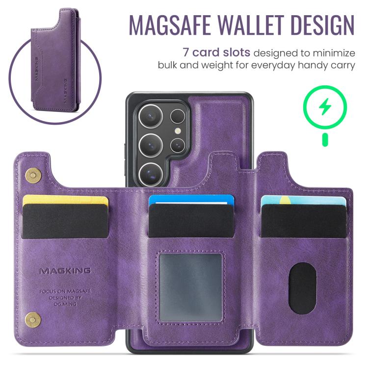 For Samsung Galaxy S25 Ultra 5G MAGKING K3 Series MagSafe RFID Card Bag Detachable Phone Case