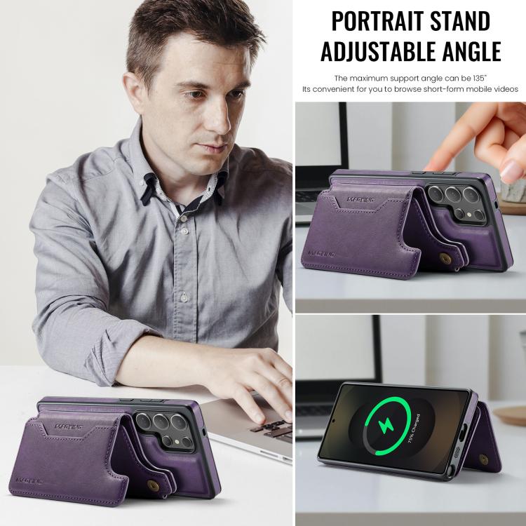 For Samsung Galaxy S25 Ultra 5G MAGKING K3 Series MagSafe RFID Card Bag Detachable Phone Case