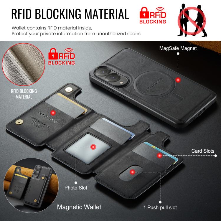 For Samsung Galaxy S25 Edge 5G MAGKING K3 Series MagSafe RFID Card Bag Detachable Phone Case