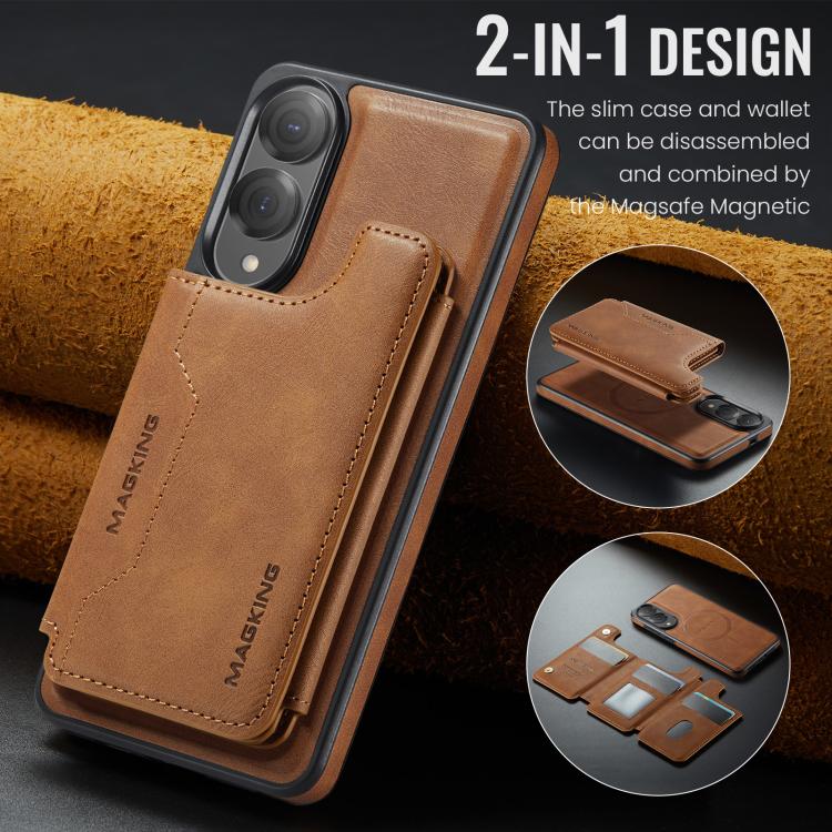 For Samsung Galaxy S25 Edge 5G MAGKING K3 Series MagSafe RFID Card Bag Detachable Phone Case