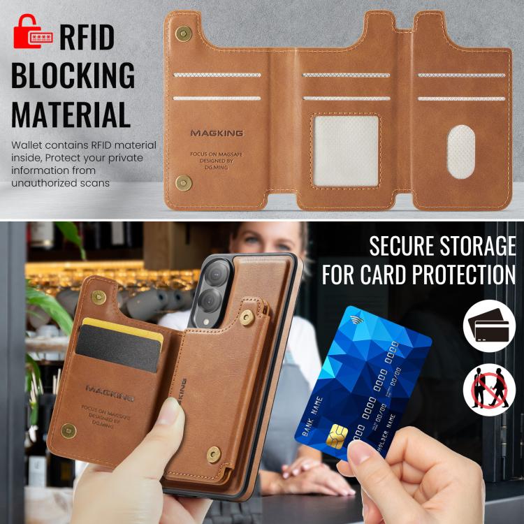 For Samsung Galaxy S25 Edge 5G MAGKING K3 Series MagSafe RFID Card Bag Detachable Phone Case